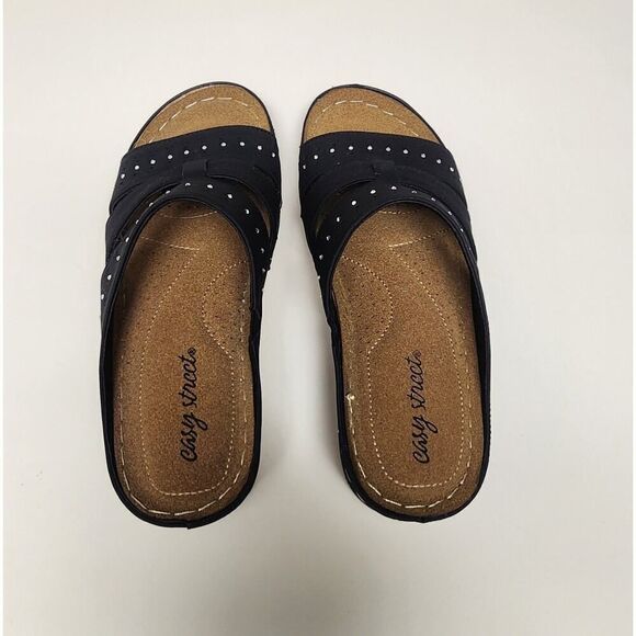 Easy Street Riley Ladies Slip On Sandals Riley Blue Rhinestones Size 6.5M - Picture 5 of 10